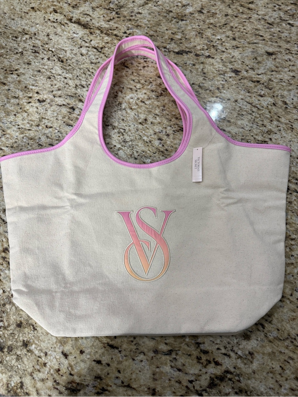 NWT Victoria’s Secret Ombre Monogram Logo Canvas Tote Bag